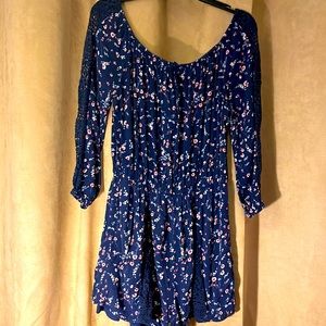 Navy blue floral romper